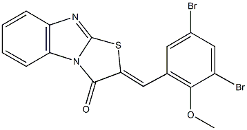 2-(3,5-dibromo-2-methoxybenzylidene)[1,3]thiazolo[3,2-a]benzimidazol-3(2H)-one Struktur