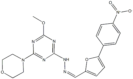 5-{4-nitrophenyl}-2-furaldehyde [4-methoxy-6-(4-morpholinyl)-1,3,5-triazin-2-yl]hydrazone Struktur