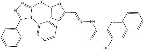 N'-({5-[(4,5-diphenyl-4H-1,2,4-triazol-3-yl)sulfanyl]-2-furyl}methylene)-3-hydroxy-2-naphthohydrazide Struktur