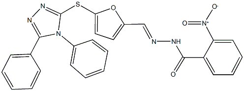 N'-({5-[(4,5-diphenyl-4H-1,2,4-triazol-3-yl)sulfanyl]-2-furyl}methylene)-2-nitrobenzohydrazide Struktur