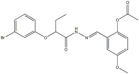 2-{2-[2-(3-bromophenoxy)butanoyl]carbohydrazonoyl}-4-methoxyphenyl acetate Struktur