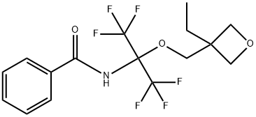 N-[1-[(3-ethyl-3-oxetanyl)methoxy]-2,2,2-trifluoro-1-(trifluoromethyl)ethyl]benzamide Struktur