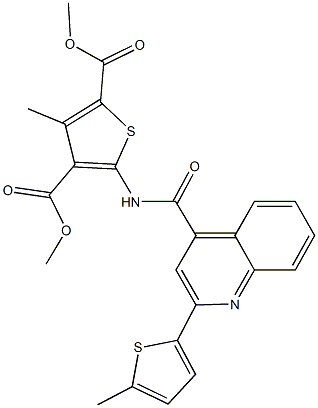 dimethyl 3-methyl-5-({[2-(5-methyl-2-thienyl)-4-quinolinyl]carbonyl}amino)-2,4-thiophenedicarboxylate Struktur