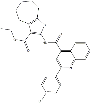 ethyl 2-({[2-(4-chlorophenyl)-4-quinolinyl]carbonyl}amino)-5,6,7,8-tetrahydro-4H-cyclohepta[b]thiophene-3-carboxylate Struktur