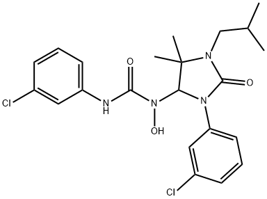 N'-(3-chlorophenyl)-N-[3-(3-chlorophenyl)-1-isobutyl-5,5-dimethyl-2-oxo-4-imidazolidinyl]-N-hydroxyurea Struktur