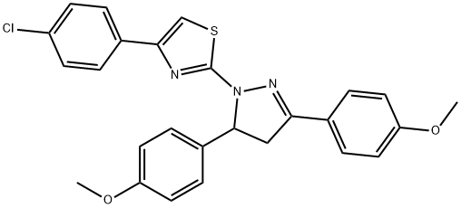 2-[3,5-bis(4-methoxyphenyl)-4,5-dihydro-1H-pyrazol-1-yl]-4-(4-chlorophenyl)-1,3-thiazole Struktur