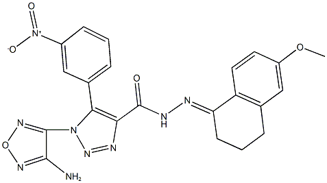 1-(4-amino-1,2,5-oxadiazol-3-yl)-5-{3-nitrophenyl}-N'-(6-methoxy-3,4-dihydro-1(2H)-naphthalenylidene)-1H-1,2,3-triazole-4-carbohydrazide Struktur