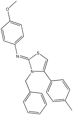 N-(3-benzyl-4-(4-methylphenyl)-1,3-thiazol-2(3H)-ylidene)-N-(4-methoxyphenyl)amine Struktur