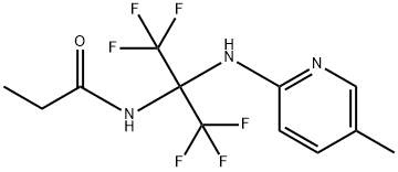 N-[2,2,2-trifluoro-1-[(5-methylpyridin-2-yl)amino]-1-(trifluoromethyl)ethyl]propanamide Struktur