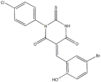 5-(5-bromo-2-hydroxybenzylidene)-1-(4-chlorophenyl)-2-thioxodihydro-4,6(1H,5H)-pyrimidinedione Struktur