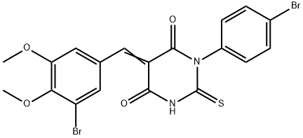 5-(3-bromo-4,5-dimethoxybenzylidene)-1-(4-bromophenyl)-2-thioxodihydro-4,6(1H,5H)-pyrimidinedione Struktur