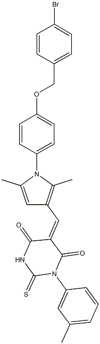 5-[(1-{4-[(4-bromobenzyl)oxy]phenyl}-2,5-dimethyl-1H-pyrrol-3-yl)methylene]-1-(3-methylphenyl)-2-thioxodihydro-4,6(1H,5H)-pyrimidinedione Struktur