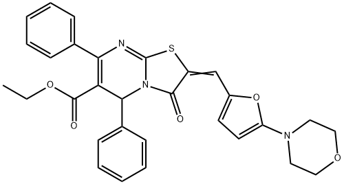 ethyl 2-{[5-(4-morpholinyl)-2-furyl]methylene}-3-oxo-5,7-diphenyl-2,3-dihydro-5H-[1,3]thiazolo[3,2-a]pyrimidine-6-carboxylate Struktur