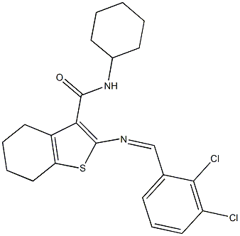 N-cyclohexyl-2-[(2,3-dichlorobenzylidene)amino]-4,5,6,7-tetrahydro-1-benzothiophene-3-carboxamide Struktur