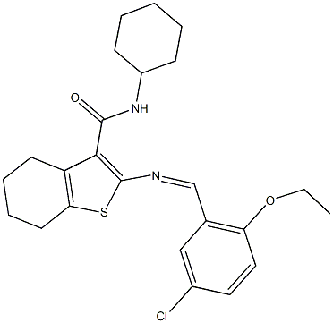 2-[(5-chloro-2-ethoxybenzylidene)amino]-N-cyclohexyl-4,5,6,7-tetrahydro-1-benzothiophene-3-carboxamide Struktur