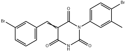 5-(3-bromobenzylidene)-1-(4-bromo-3-methylphenyl)-2,4,6(1H,3H,5H)-pyrimidinetrione Struktur