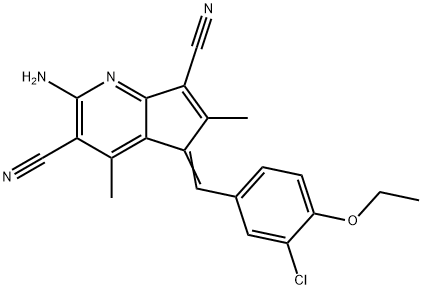 2-amino-5-(3-chloro-4-ethoxybenzylidene)-4,6-dimethyl-5H-cyclopenta[b]pyridine-3,7-dicarbonitrile Struktur