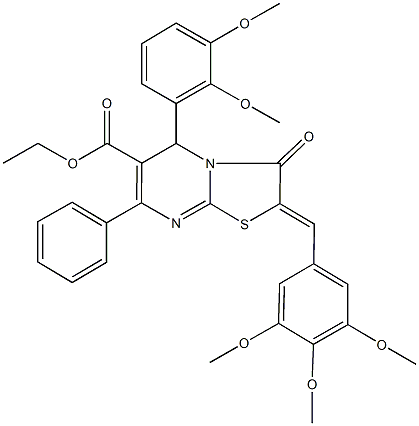 ethyl 5-(2,3-dimethoxyphenyl)-3-oxo-7-phenyl-2-(3,4,5-trimethoxybenzylidene)-2,3-dihydro-5H-[1,3]thiazolo[3,2-a]pyrimidine-6-carboxylate Struktur