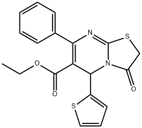 ethyl 3-oxo-7-phenyl-5-(2-thienyl)-2,3-dihydro-5H-[1,3]thiazolo[3,2-a]pyrimidine-6-carboxylate Struktur