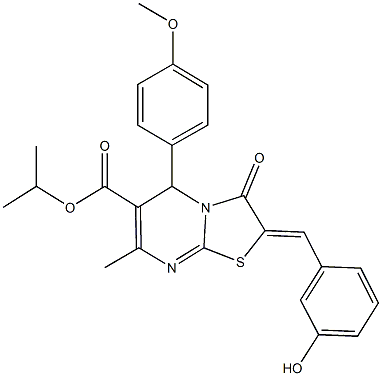 isopropyl 2-(3-hydroxybenzylidene)-5-(4-methoxyphenyl)-7-methyl-3-oxo-2,3-dihydro-5H-[1,3]thiazolo[3,2-a]pyrimidine-6-carboxylate Struktur