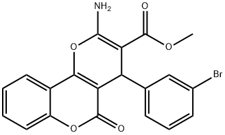 methyl 2-amino-4-(3-bromophenyl)-5-oxo-4H,5H-pyrano[3,2-c]chromene-3-carboxylate Struktur