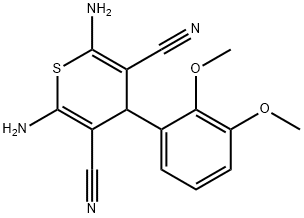 2,6-diamino-4-(2,3-dimethoxyphenyl)-4H-thiopyran-3,5-dicarbonitrile Struktur