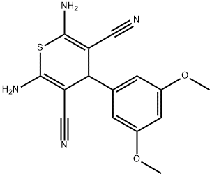 2,6-diamino-4-(3,5-dimethoxyphenyl)-4H-thiopyran-3,5-dicarbonitrile Struktur