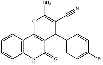 2-amino-4-(4-bromophenyl)-5-oxo-5,6-dihydro-4H-pyrano[3,2-c]quinoline-3-carbonitrile Struktur