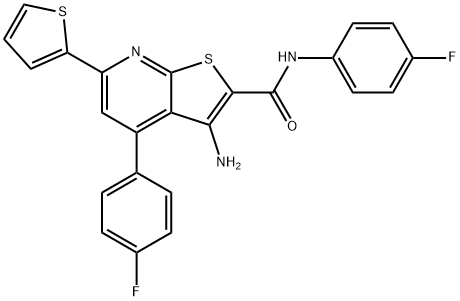 3-amino-N,4-bis(4-fluorophenyl)-6-(2-thienyl)thieno[2,3-b]pyridine-2-carboxamide Struktur