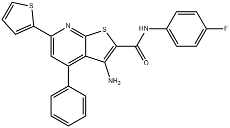 3-amino-N-(4-fluorophenyl)-4-phenyl-6-(2-thienyl)thieno[2,3-b]pyridine-2-carboxamide Struktur