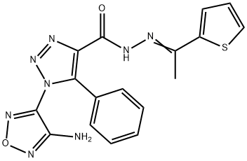 1-(4-amino-1,2,5-oxadiazol-3-yl)-5-phenyl-N'-[1-(2-thienyl)ethylidene]-1H-1,2,3-triazole-4-carbohydrazide Struktur