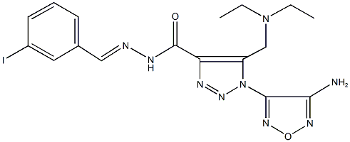 1-(4-amino-1,2,5-oxadiazol-3-yl)-5-[(diethylamino)methyl]-N'-(3-iodobenzylidene)-1H-1,2,3-triazole-4-carbohydrazide Struktur