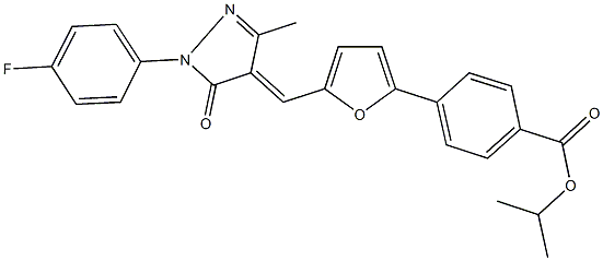 isopropyl4-(5-{[1-(4-fluorophenyl)-3-methyl-5-oxo-1,5-dihydro-4H-pyrazol-4-ylidene]methyl}-2-furyl)benzoate Struktur