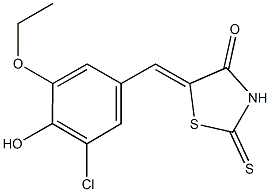 5-(3-chloro-5-ethoxy-4-hydroxybenzylidene)-2-thioxo-1,3-thiazolidin-4-one Struktur