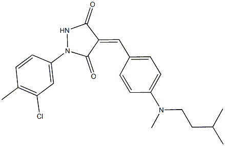 1-(3-chloro-4-methylphenyl)-4-{4-[isopentyl(methyl)amino]benzylidene}-3,5-pyrazolidinedione Struktur