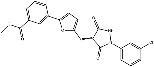 methyl 3-(5-{[1-(3-chlorophenyl)-3,5-dioxo-4-pyrazolidinylidene]methyl}-2-furyl)benzoate Struktur