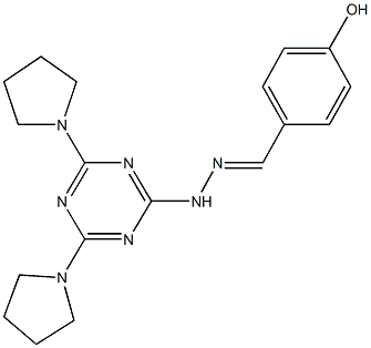 4-hydroxybenzaldehyde [4,6-di(1-pyrrolidinyl)-1,3,5-triazin-2-yl]hydrazone Struktur