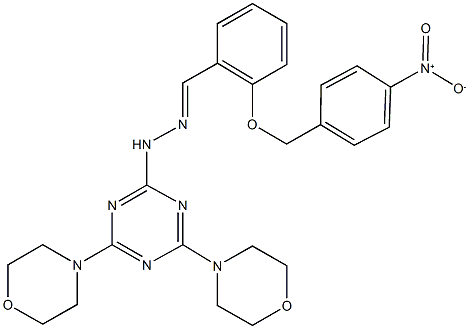 2-({4-nitrobenzyl}oxy)benzaldehyde [4,6-di(4-morpholinyl)-1,3,5-triazin-2-yl]hydrazone Struktur