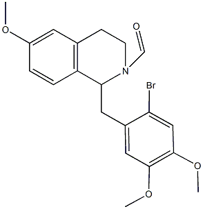 1-(2-bromo-4,5-dimethoxybenzyl)-6-methoxy-3,4-dihydro-2(1H)-isoquinolinecarbaldehyde Struktur