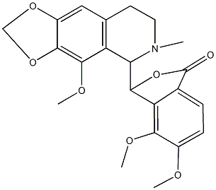 4,5-dimethoxy-3-(4-methoxy-6-methyl-5,6,7,8-tetrahydro[1,3]dioxolo[4,5-g]isoquinolin-5-yl)-2-benzofuran-1(3H)-one Struktur