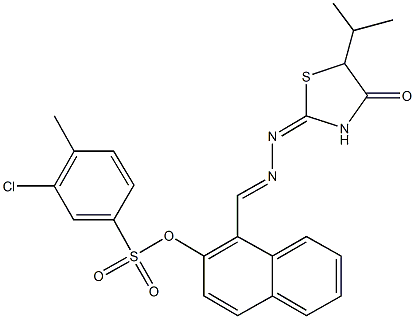 1-[2-(5-isopropyl-4-oxo-1,3-thiazolidin-2-ylidene)carbohydrazonoyl]-2-naphthyl 3-chloro-4-methylbenzenesulfonate Struktur