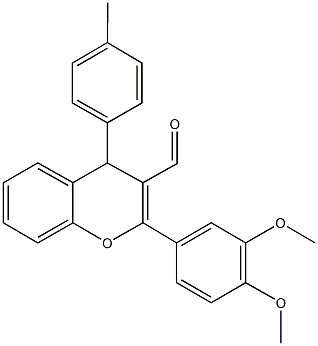 2-(3,4-dimethoxyphenyl)-4-(4-methylphenyl)-4H-chromene-3-carbaldehyde Struktur