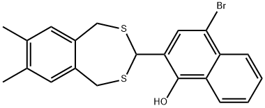 4-bromo-2-(7,8-dimethyl-1,5-dihydro-2,4-benzodithiepin-3-yl)-1-naphthol Struktur