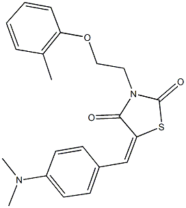 5-[4-(dimethylamino)benzylidene]-3-[2-(2-methylphenoxy)ethyl]-1,3-thiazolidine-2,4-dione Struktur