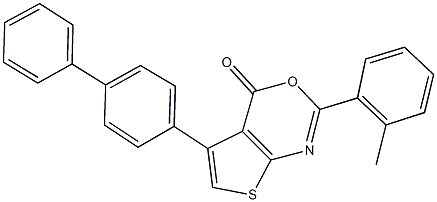 5-[1,1'-biphenyl]-4-yl-2-(2-methylphenyl)-4H-thieno[2,3-d][1,3]oxazin-4-one Struktur