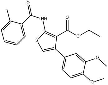 ethyl 4-(3,4-dimethoxyphenyl)-2-[(2-methylbenzoyl)amino]-3-thiophenecarboxylate Struktur