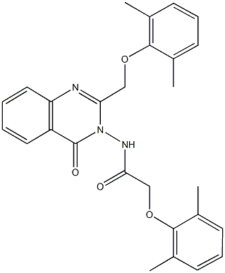 2-(2,6-dimethylphenoxy)-N-(2-[(2,6-dimethylphenoxy)methyl]-4-oxo-3(4H)-quinazolinyl)acetamide Struktur