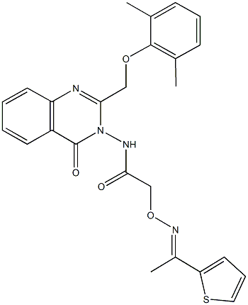 N-(2-[(2,6-dimethylphenoxy)methyl]-4-oxo-3(4H)-quinazolinyl)-2-({[1-(2-thienyl)ethylidene]amino}oxy)acetamide Struktur