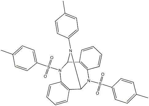 17-(4-methylphenyl)-8,16-bis[(4-methylphenyl)sulfonyl]-8,16,17-triazatetracyclo[7.7.1.0~2,7~.0~10,15~]heptadeca-2,4,6,10,12,14-hexaene Struktur