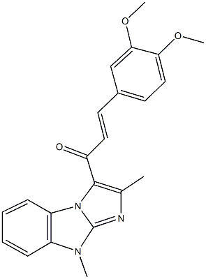 3-(3,4-dimethoxyphenyl)-1-(2,9-dimethyl-9H-imidazo[1,2-a]benzimidazol-3-yl)-2-propen-1-one Struktur